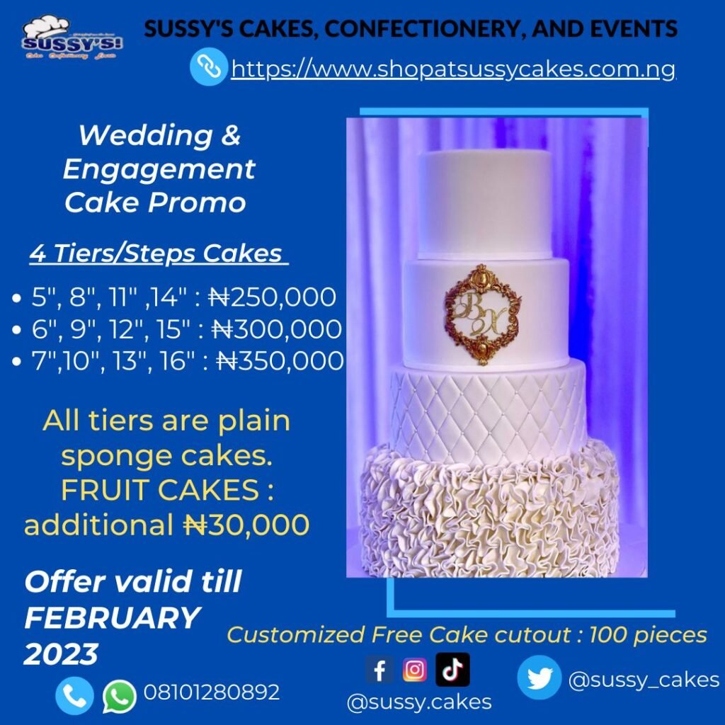 Wedding cake in Lagos and Ibadan 