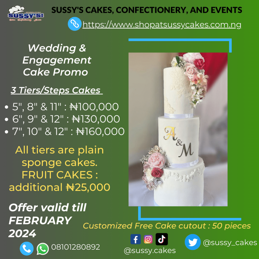 2023/2024 Wedding Cake Promo in Lagos and Ibadan