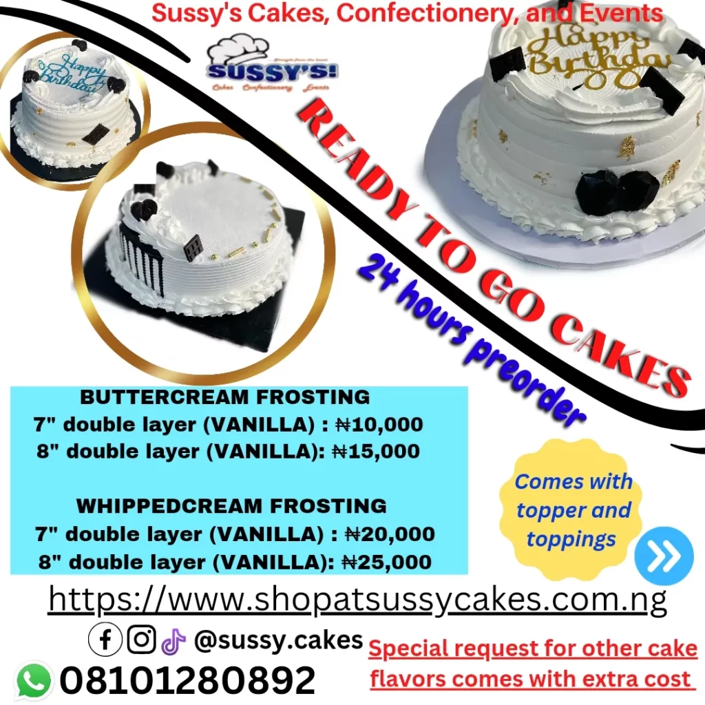 Ready to Go Cakes price list